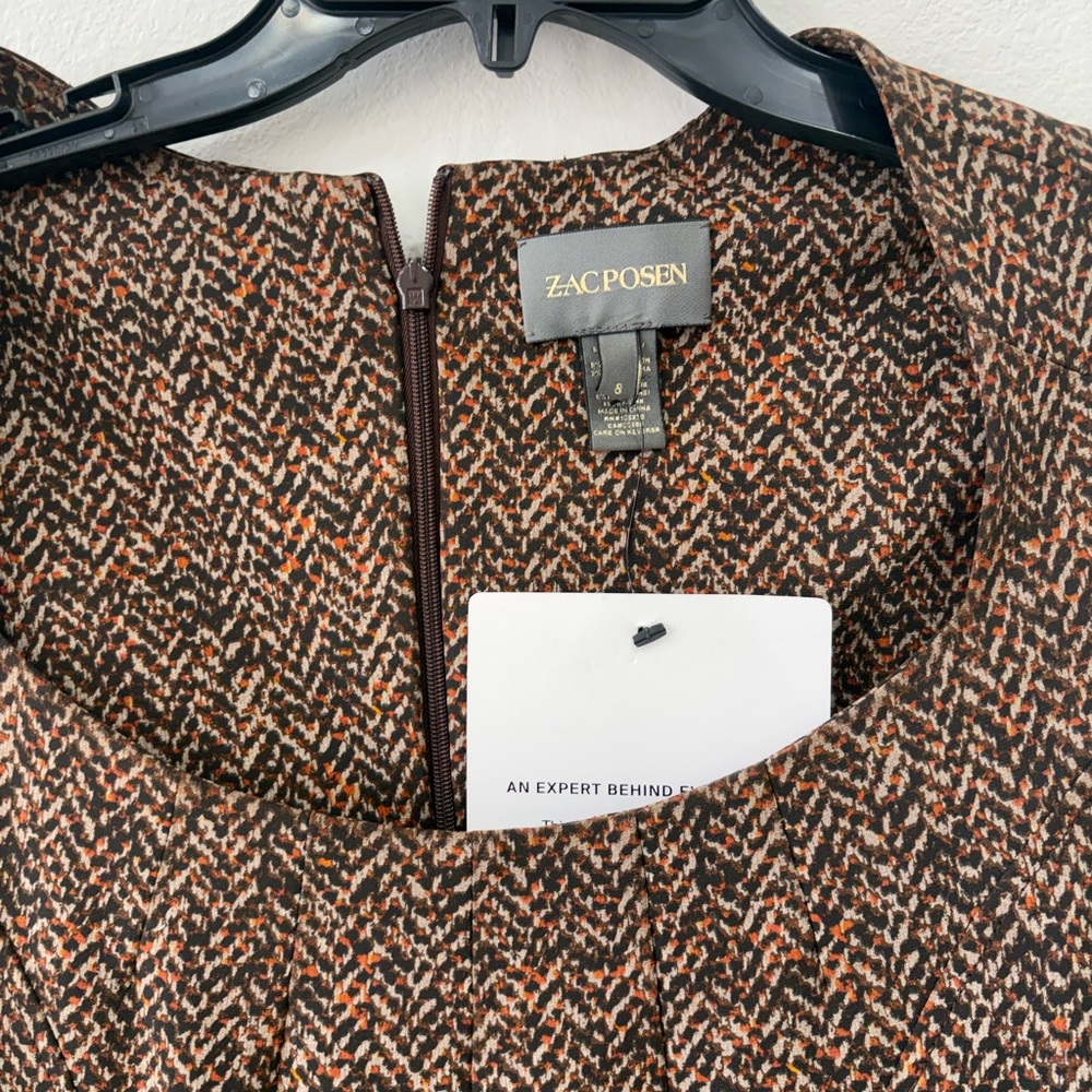 Zac Posen Textured Brown and Orange Dress